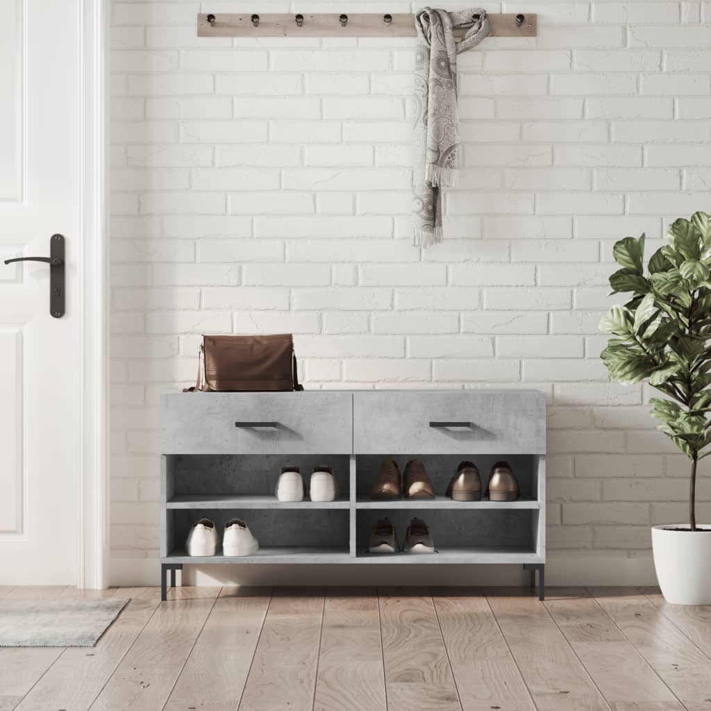 vidaXL Lavička na topánky, betónovo sivá 102x35x55cm, kompozitné drevo