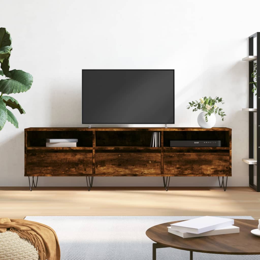 vidaXL TV skrinka dymový dub 150x30x44,5 cm kompozitné drevo