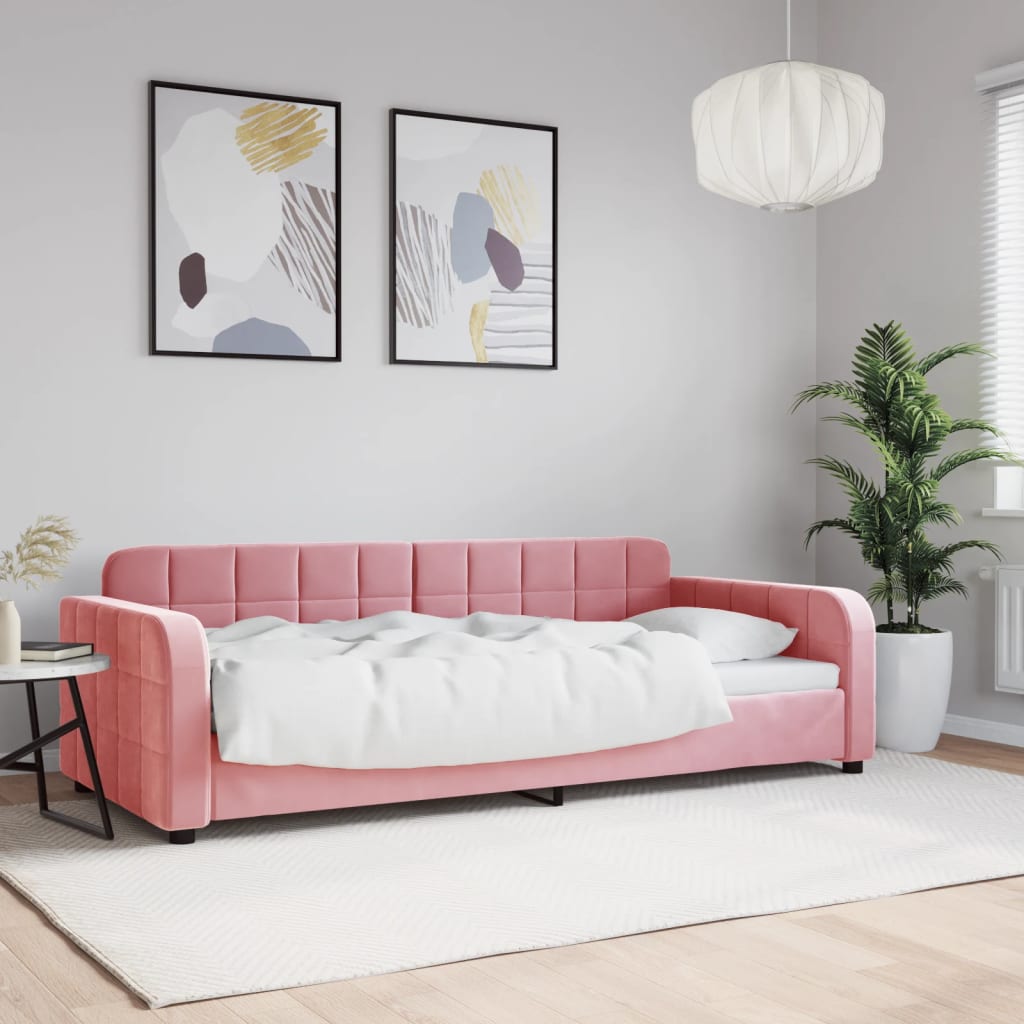 vidaXL Denná posteľ ružová 90x200 cm zamat