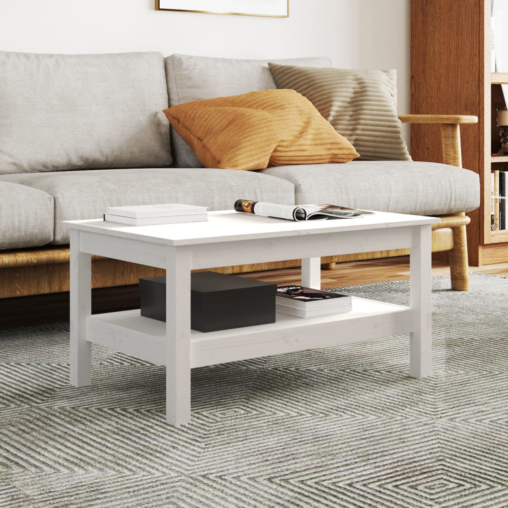 vidaXL Konferenčný stolík biely 80x50x40 cm borovicový masív