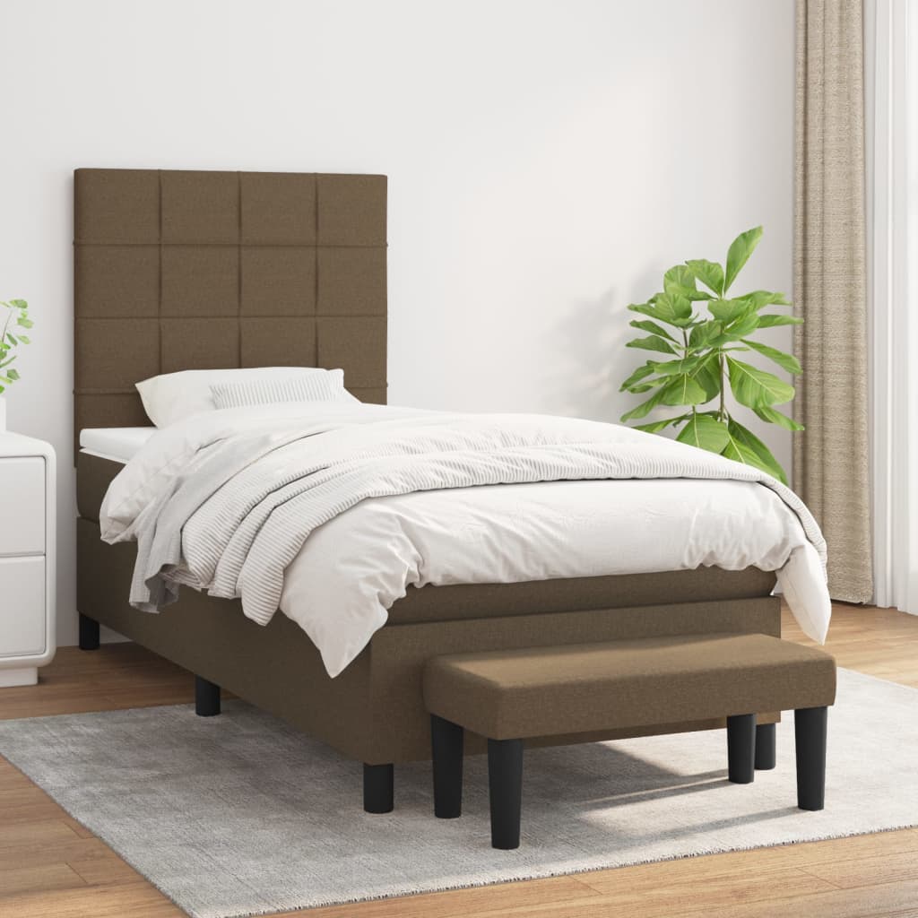 vidaXL Posteľný rám boxsping s matracom hnedý 80x200 cm látka