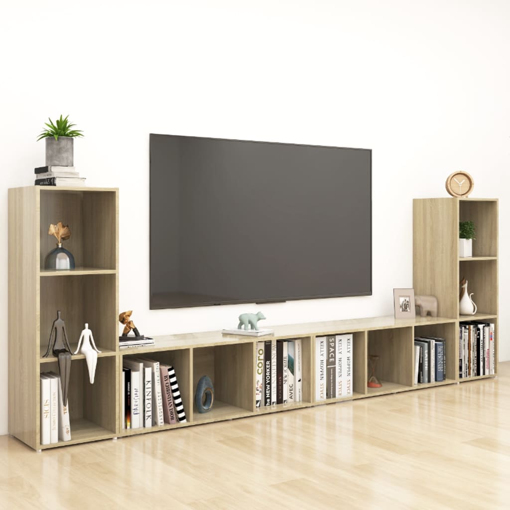 vidaXL TV skrinky 4 ks dub sonoma 107x35x37 cm drevotrieska