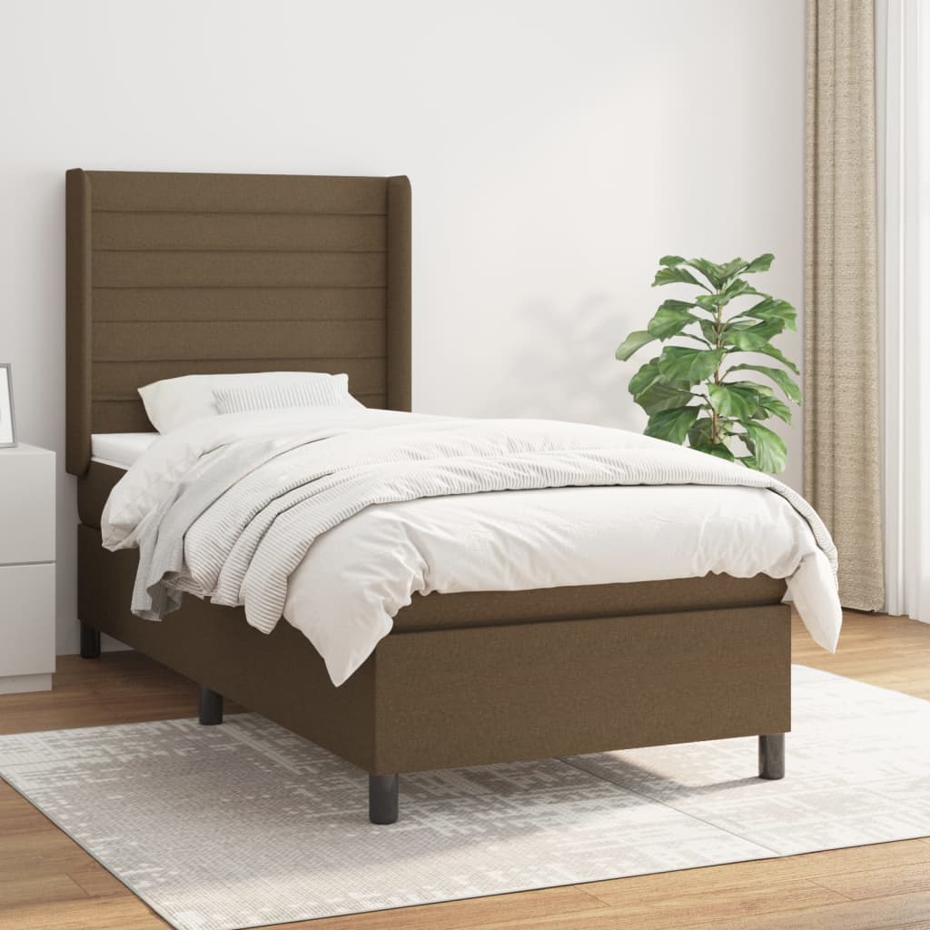 vidaXL Posteľný rám boxsping s matracom hnedý 80x200 cm látka