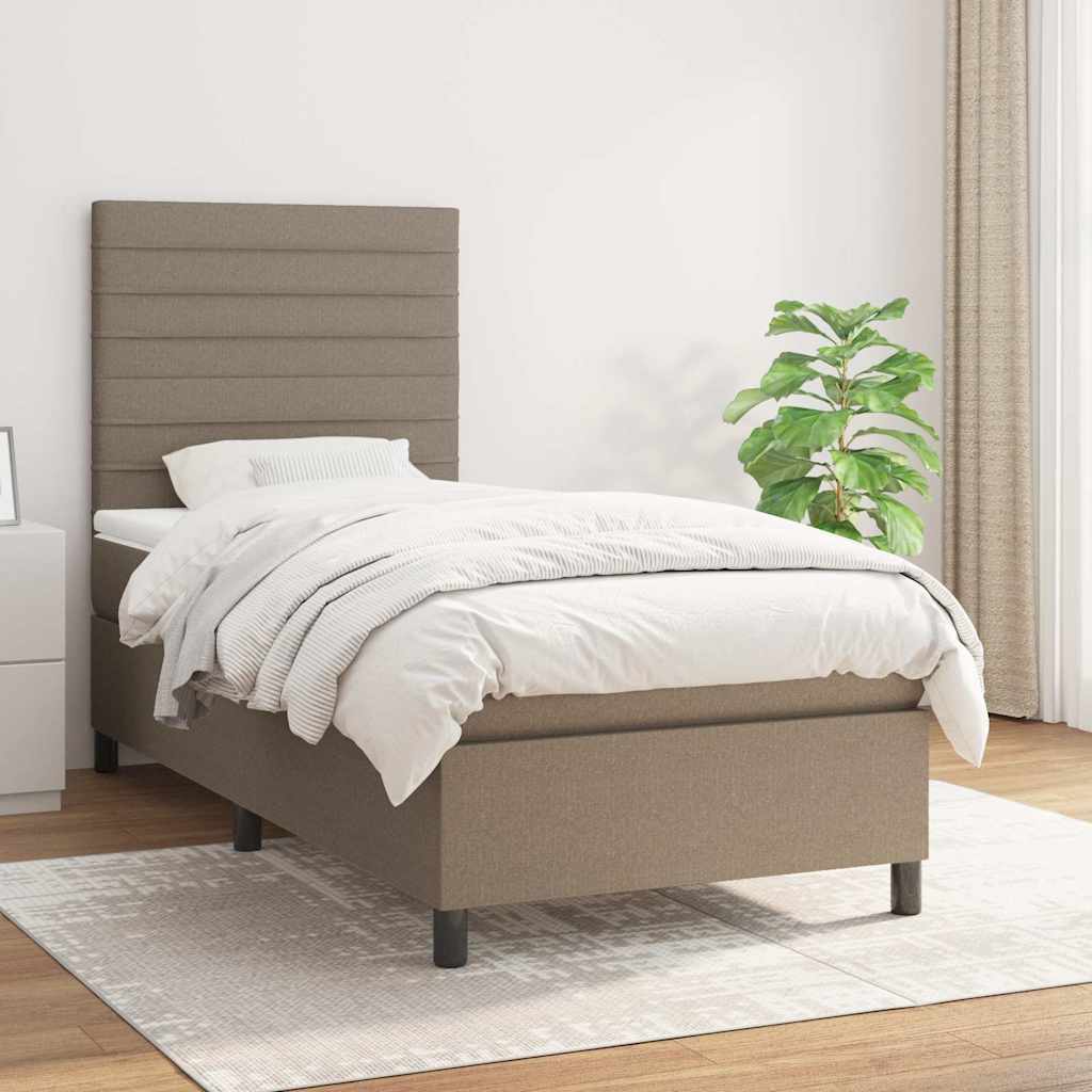 vidaXL Posteľný rám boxspring s matracom sivohnedý 90x190 cm látka