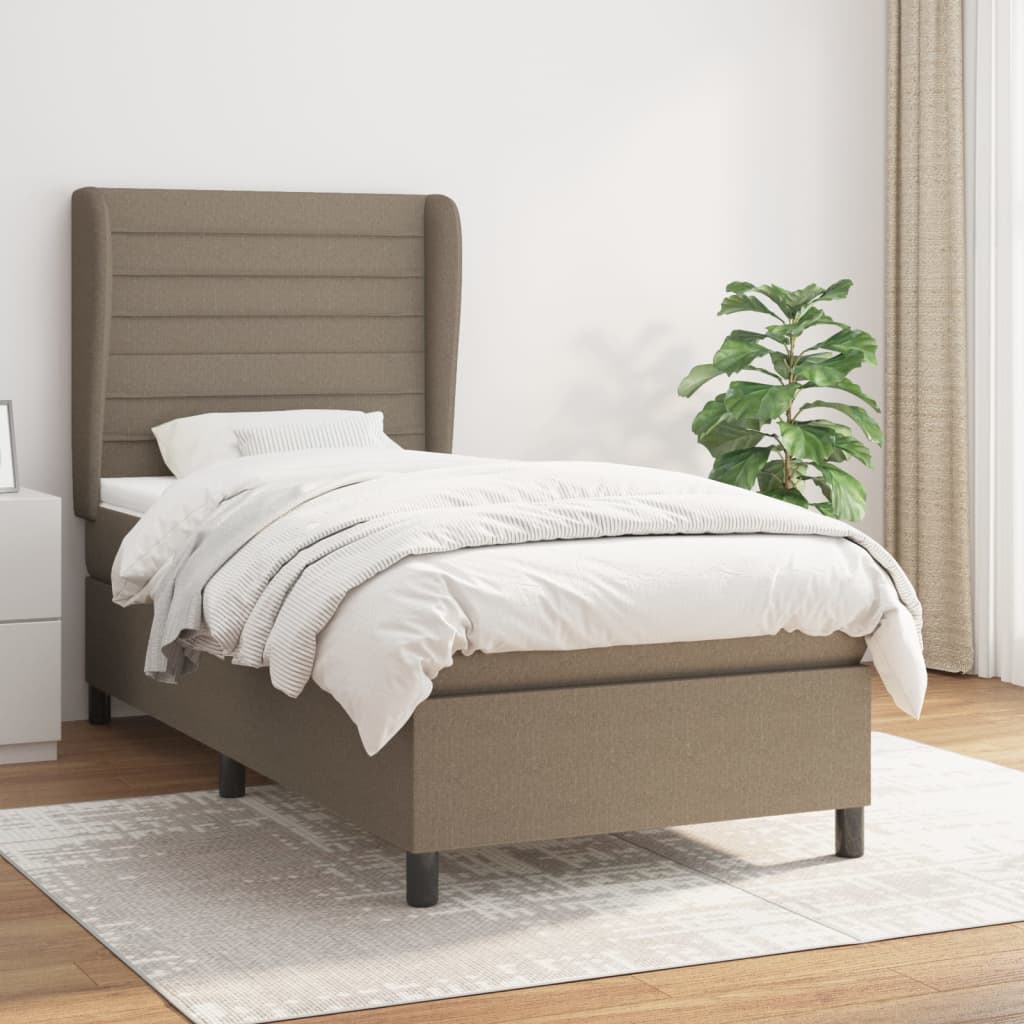 vidaXL Posteľný rám boxsping s matracom sivohnedý 90x200 cm látka
