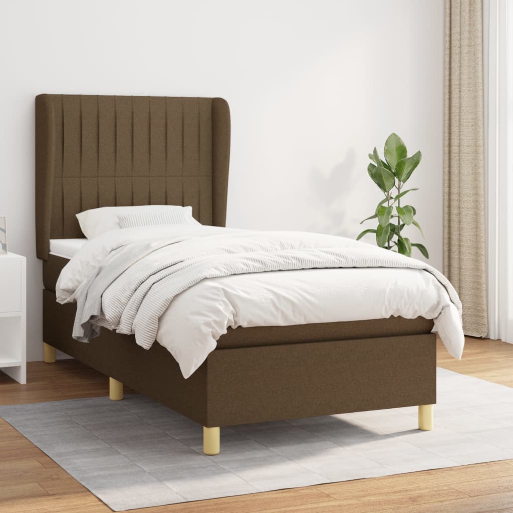 vidaXL Posteľný rám boxsping s matracom hnedý 90x200 cm látka