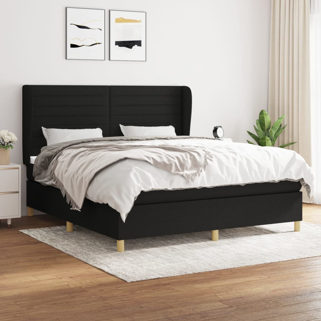 vidaXL Posteľný rám boxspring s matracom čierny 180x200 cm látka