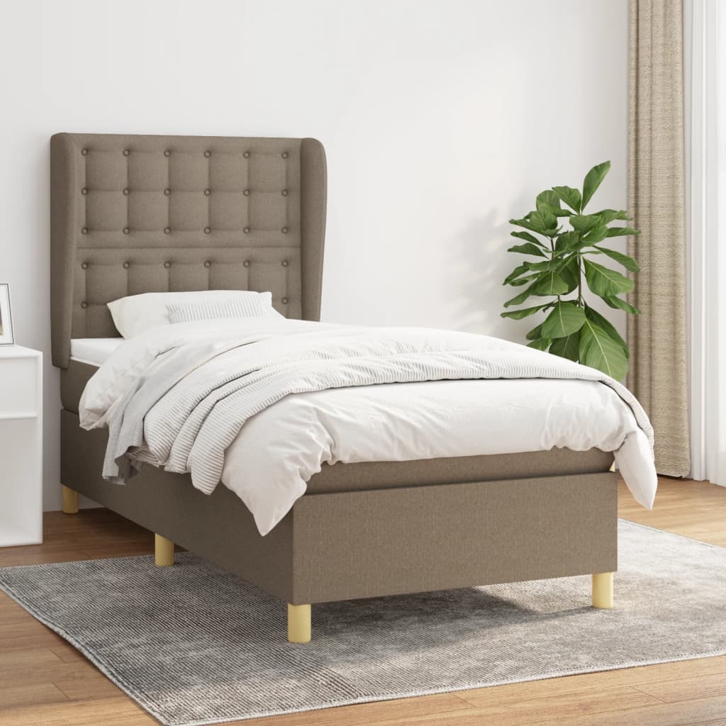 vidaXL Posteľný rám boxsping s matracom sivohnedý 80x200 cm látka