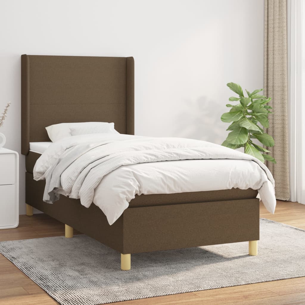 vidaXL Posteľný rám boxsping s matracom hnedý 90x200 cm látka