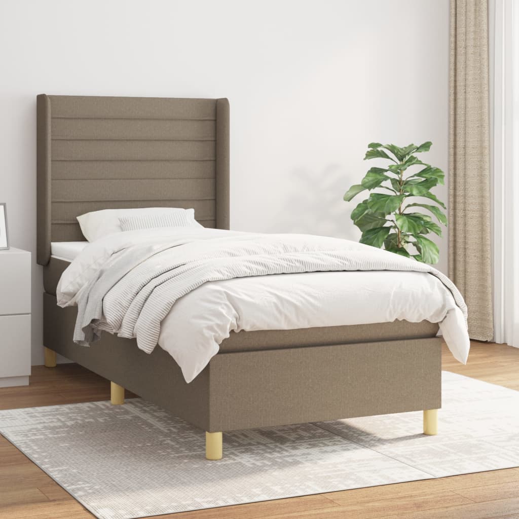 vidaXL Posteľný rám boxsping s matracom sivohnedý 90x200 cm látka