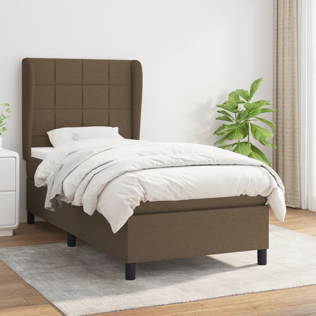 vidaXL Posteľný rám boxsping s matracom hnedý 80x200 cm látka