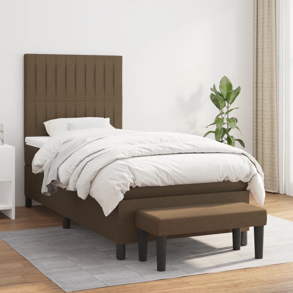 vidaXL Posteľný rám boxsping s matracom hnedý 80x200 cm látka