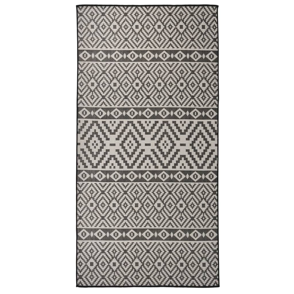 vidaXL Vonkajší koberec s plochým tkaním 100x200 cm čierny pruhovaný