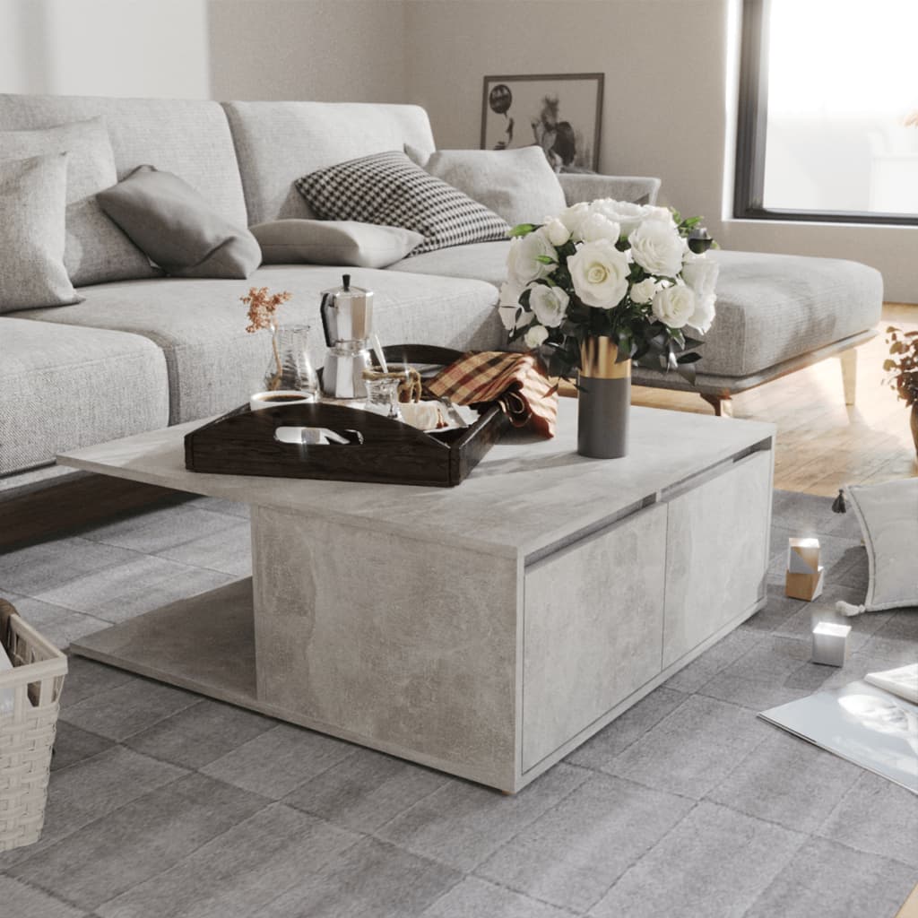 vidaXL Konferenčný stolík betónový sivý 80x80x31cm drevotrieska