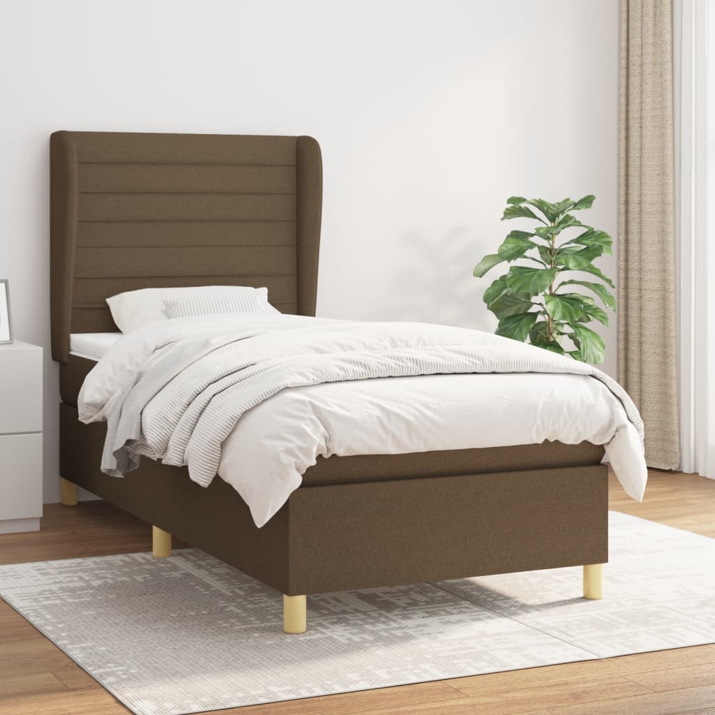 vidaXL Posteľný rám boxsping s matracom hnedý 80x200 cm látka