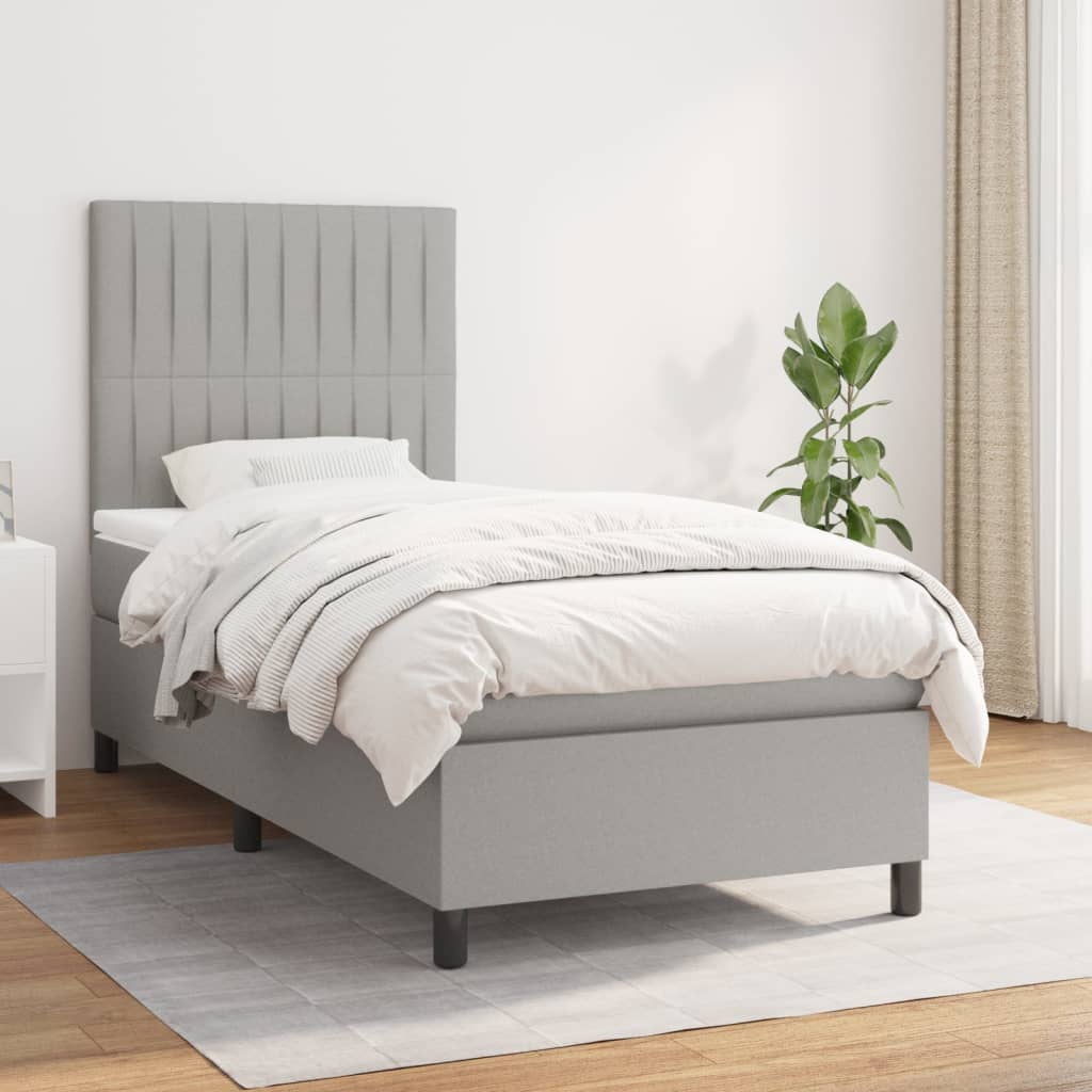 vidaXL Posteľný rám boxsping s matracom bledosivý 80x200 cm látka