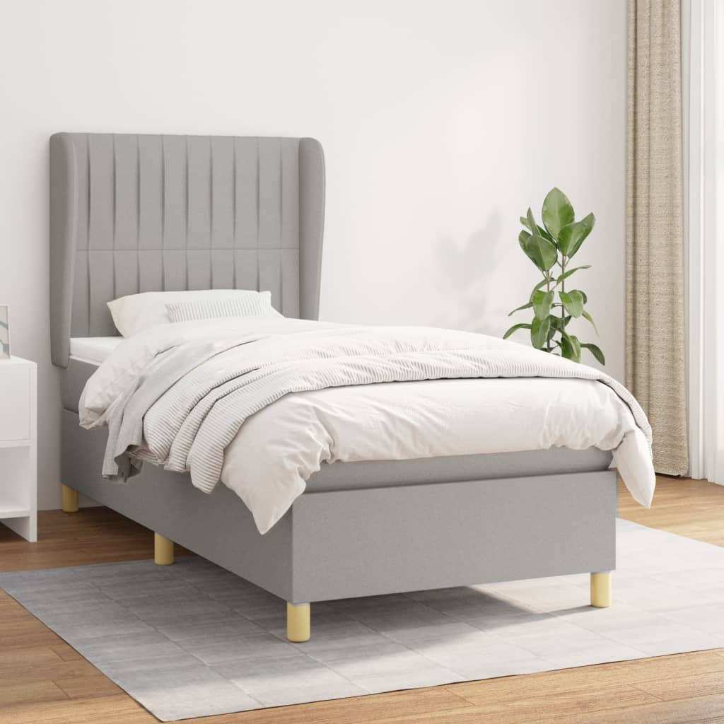 vidaXL Posteľný rám boxsping s matracom bledosivý 80x200 cm látka