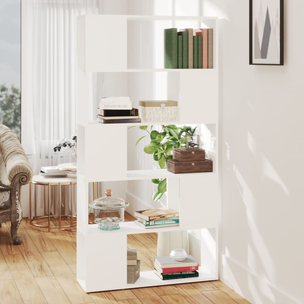 vidaXL Knižnica/deliaca stena biela 80x24x155 cm drevotrieska