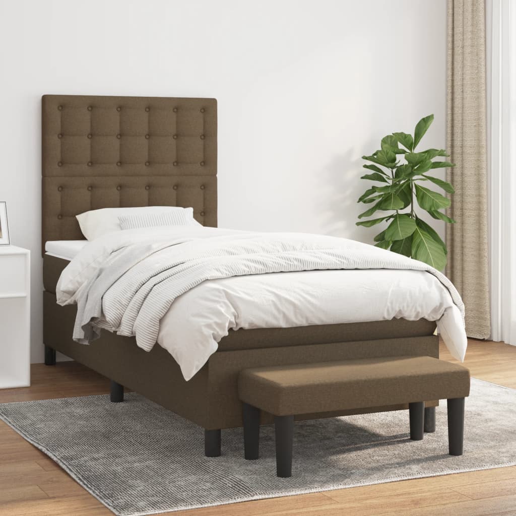 vidaXL Posteľný rám boxsping s matracom hnedý 80x200 cm látka