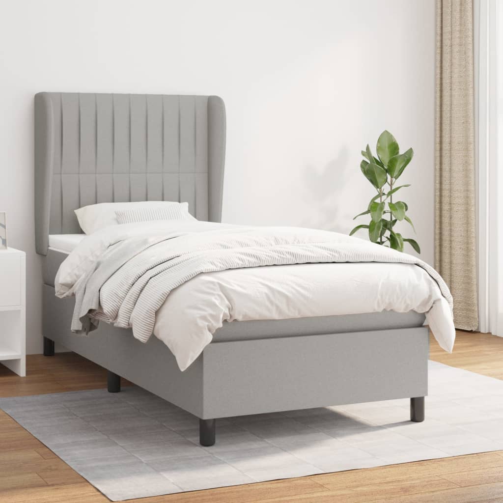 vidaXL Posteľný rám boxsping s matracom bledosivý 80x200 cm látka