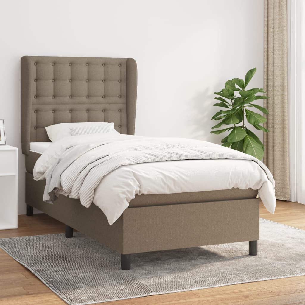 vidaXL Posteľný rám boxsping s matracom sivohnedý 80x200 cm látka