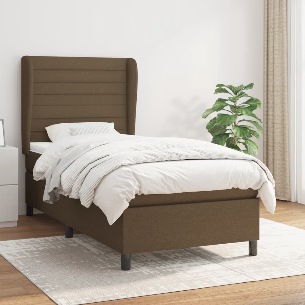 vidaXL Posteľný rám boxsping s matracom hnedý 80x200 cm látka
