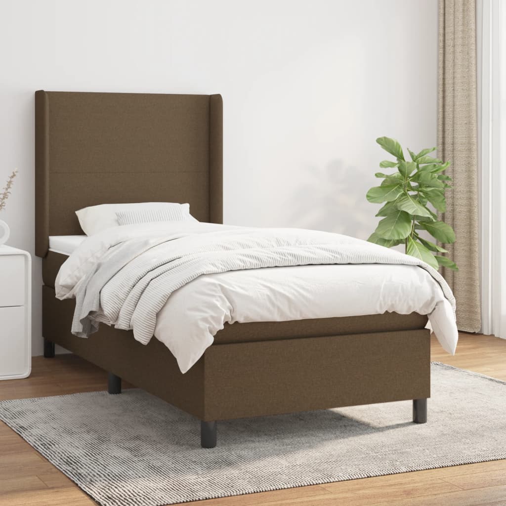 vidaXL Posteľný rám boxsping s matracom hnedý 80x200 cm látka