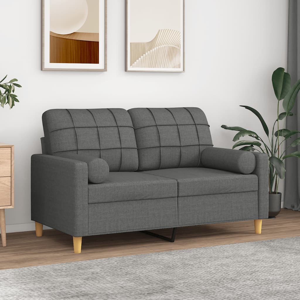 vidaXL 2-miestna pohovka s vankúšmi tmavosivá 120 cm látka