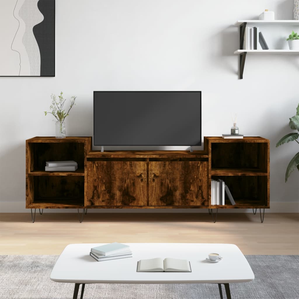 vidaXL TV skrinka dymový dub 160x35x55 cm spracované drevo