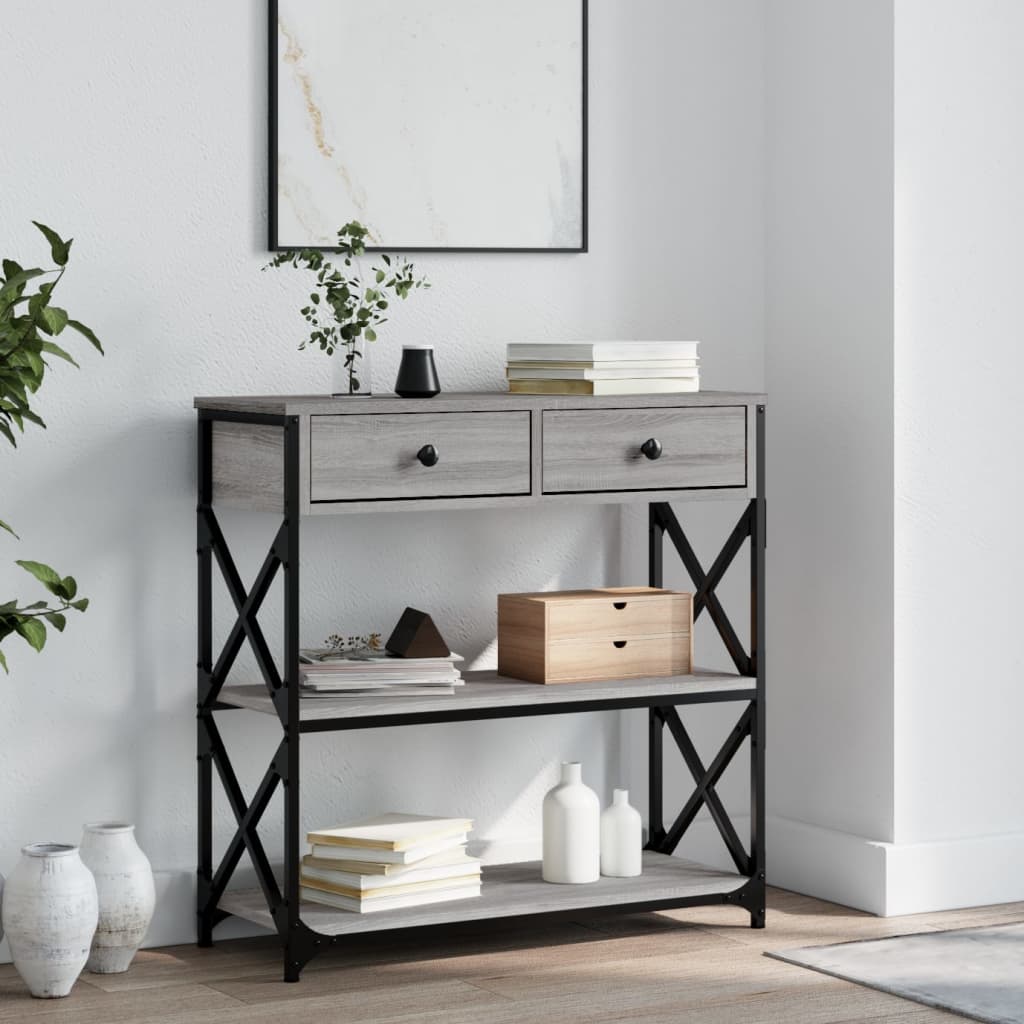 vidaXL Konzolový stolík sivý sonoma 75x28x75 cm kompozitné drevo