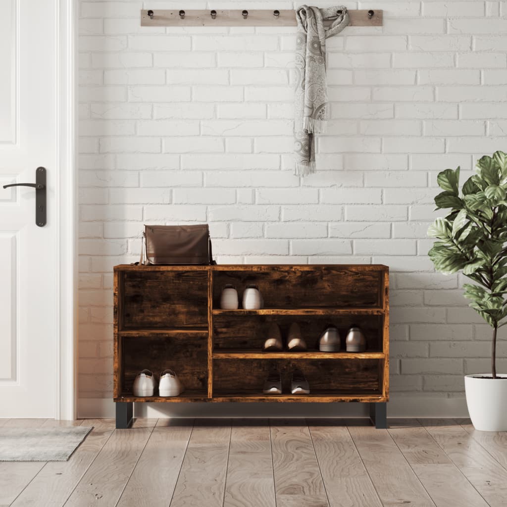 vidaXL Botník dymový dub 102x36x60 cm spracované drevo