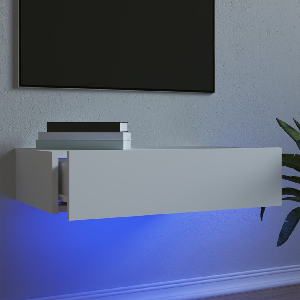 vidaXL TV skrinka s LED svetlami biela 60x35x15,5 cm