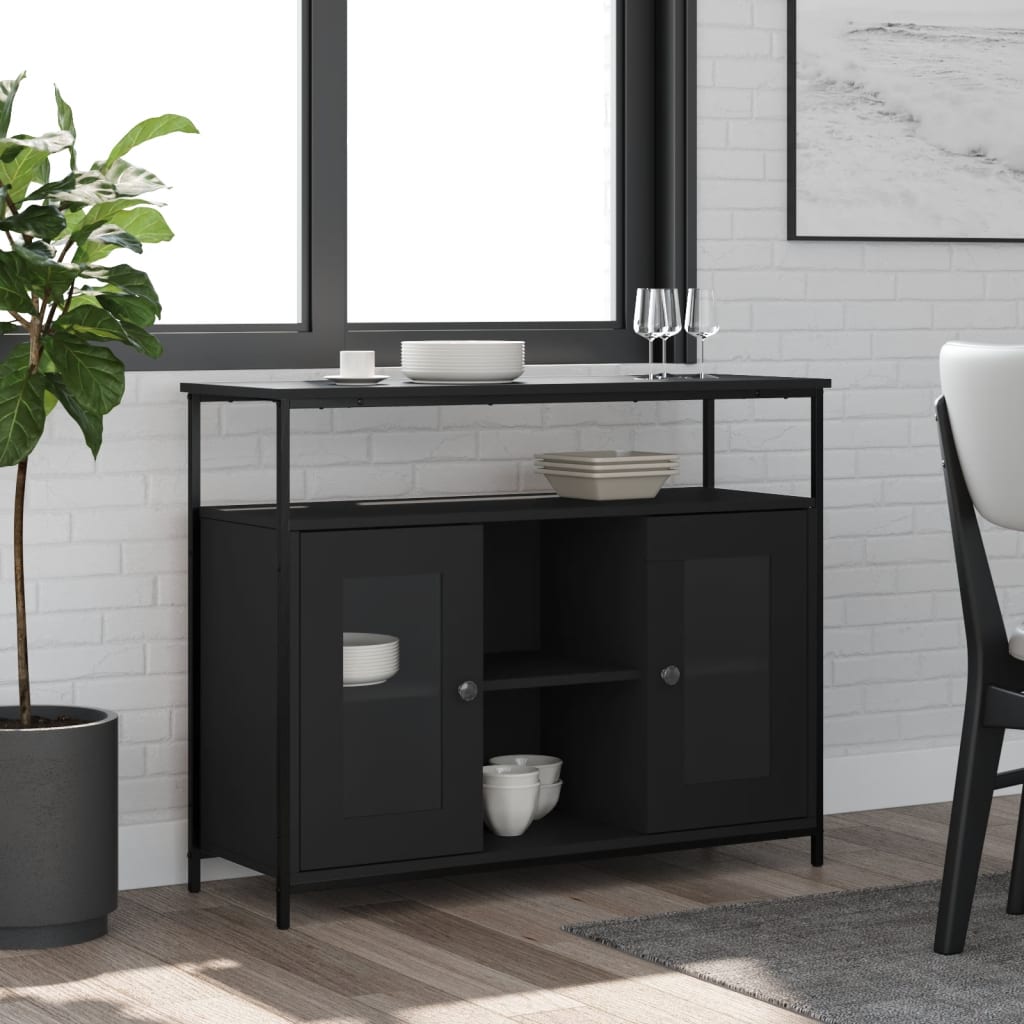vidaXL Komoda čierna 100x35x80 cm kompozitné drevo
