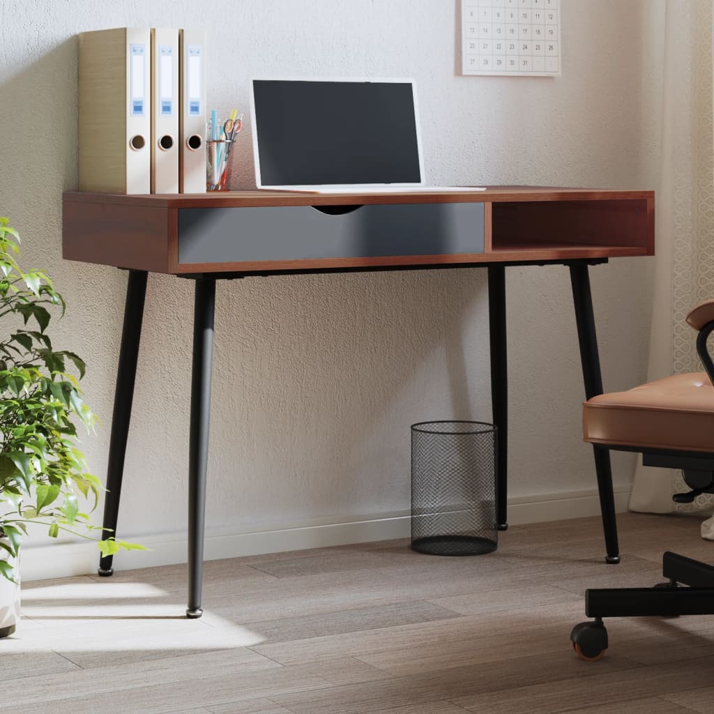 vidaXL Počítačový stôl so zásuvkou hnedý 110x50x75 cm kompozitné drevo