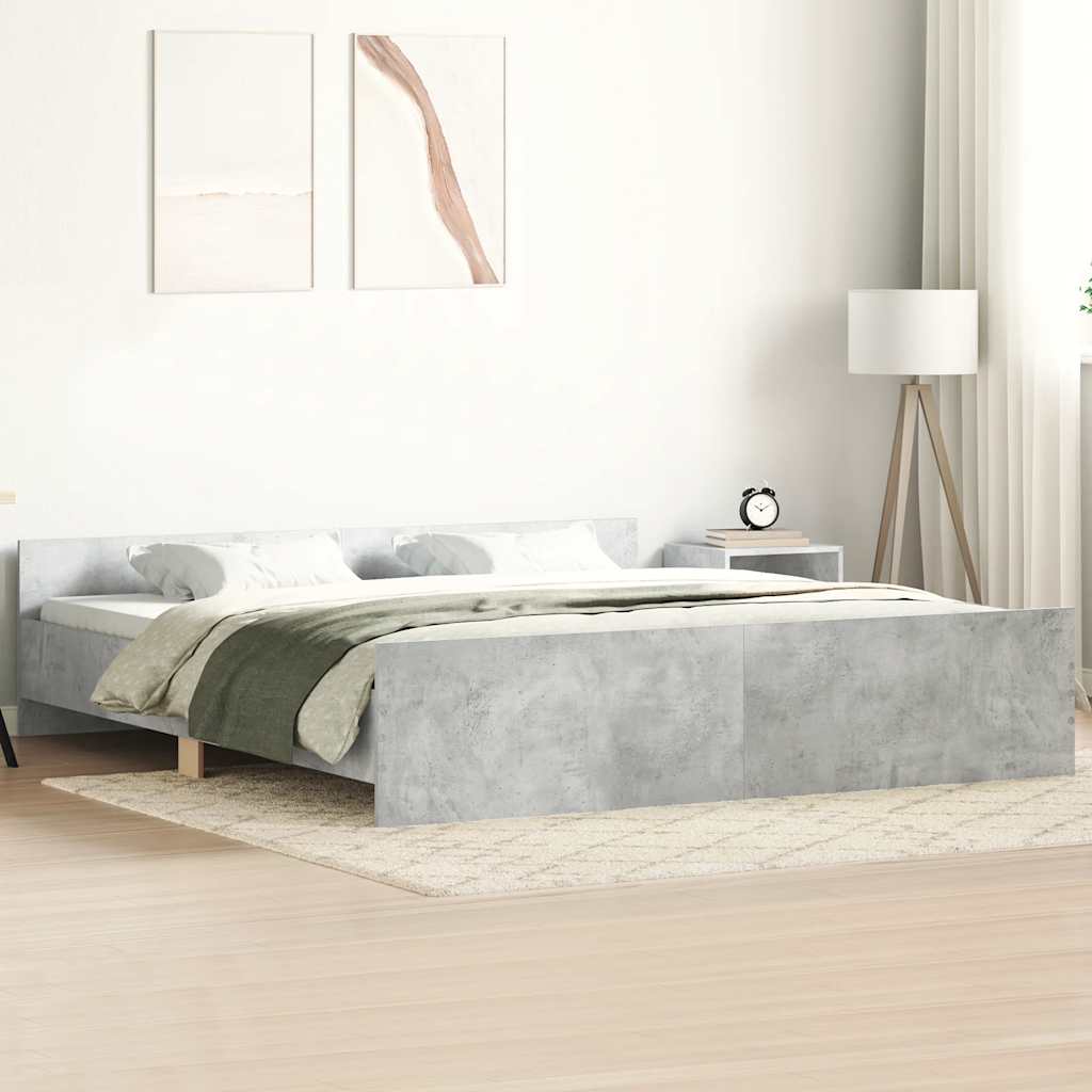 vidaXL Posteľný rám s predným a zadným čelom, betónovo sivý 200x200 cm
