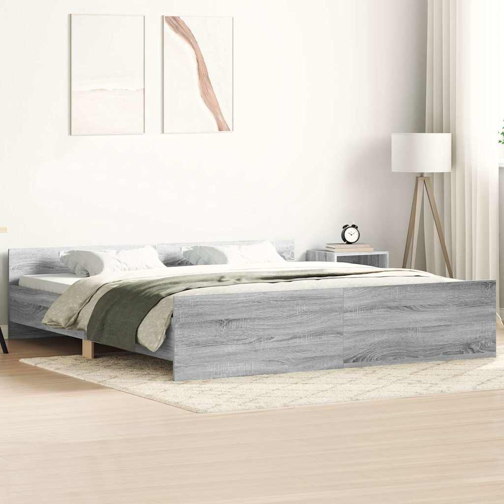 vidaXL Posteľný rám s predným a zadným čelom, sivá sonoma 200x200 cm
