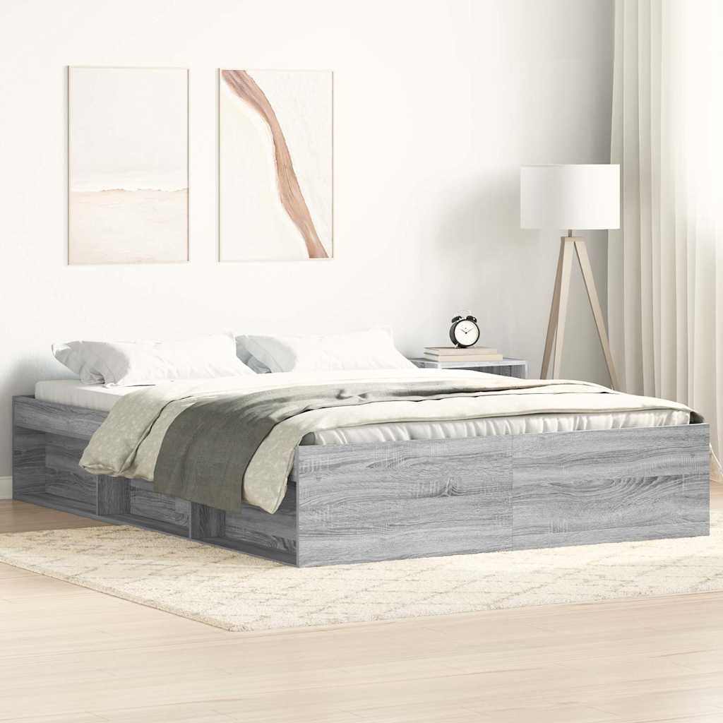 vidaXL Posteľný rám sivý dub sonoma 120x190 cm malé dvojlôžko