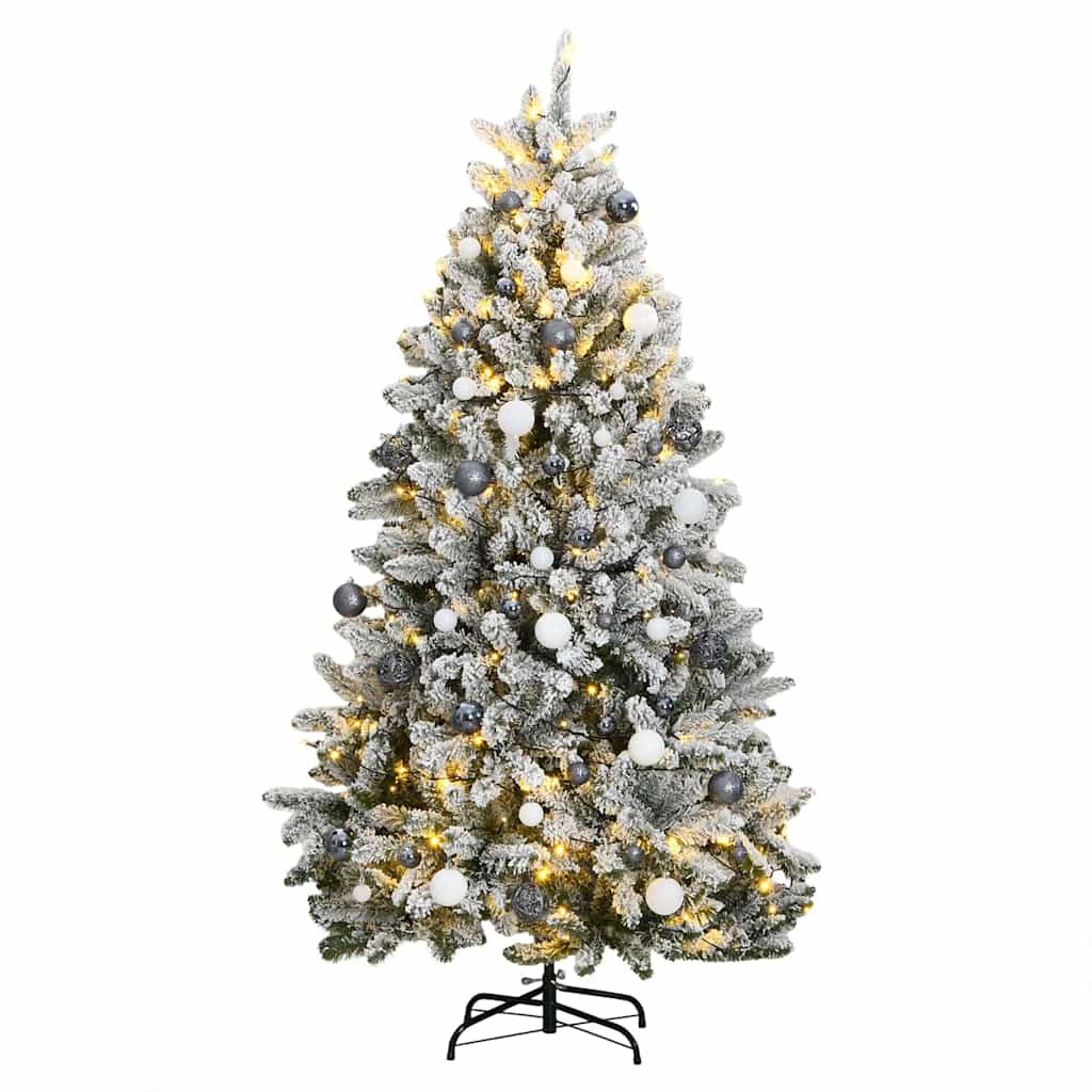 vidaXL Umelý výklopný vianočný stromček 300 LED a sada gúľ 270 cm
