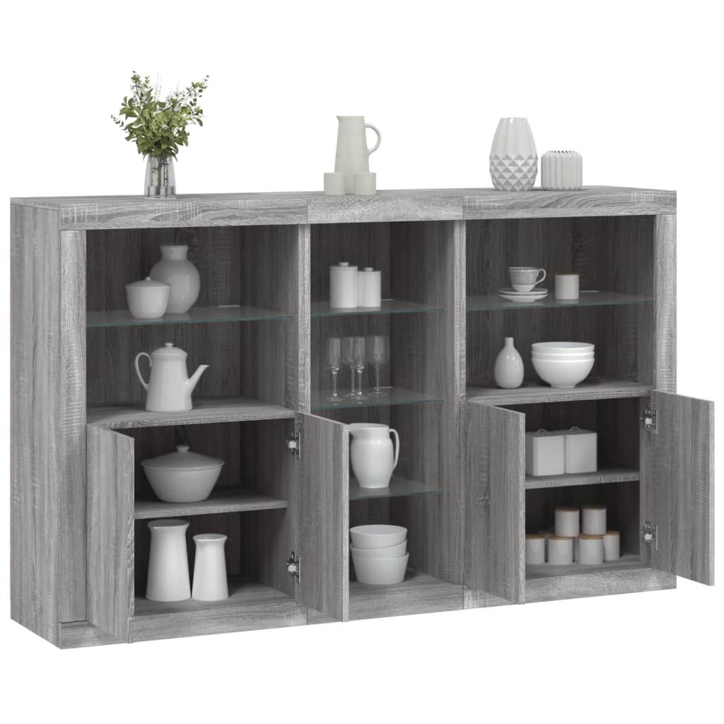 vidaXL Komoda s LED svetlami sivá sonoma 162x37x100 cm