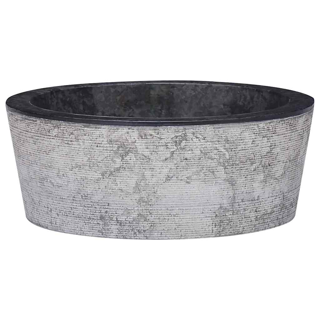vidaXL Umývadlo čierne Ø40x15 cm mramor