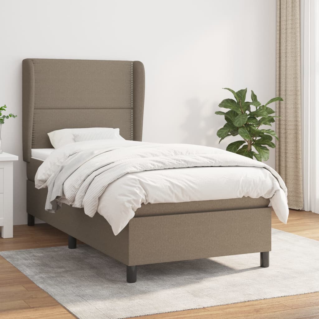 vidaXL Posteľný rám boxsping s matracom sivohnedý 90x200 cm látka