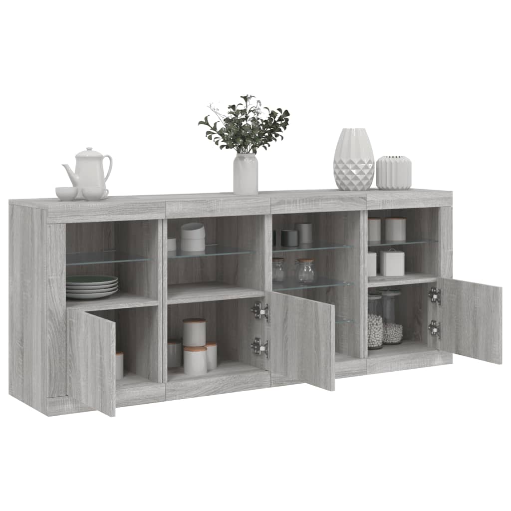 vidaXL Komoda s LED svetlami sivá sonoma 164x37x67 cm