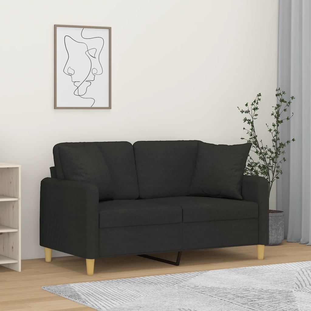 vidaXL 2-miestna pohovka s vankúšmi čierna 120 cm látka