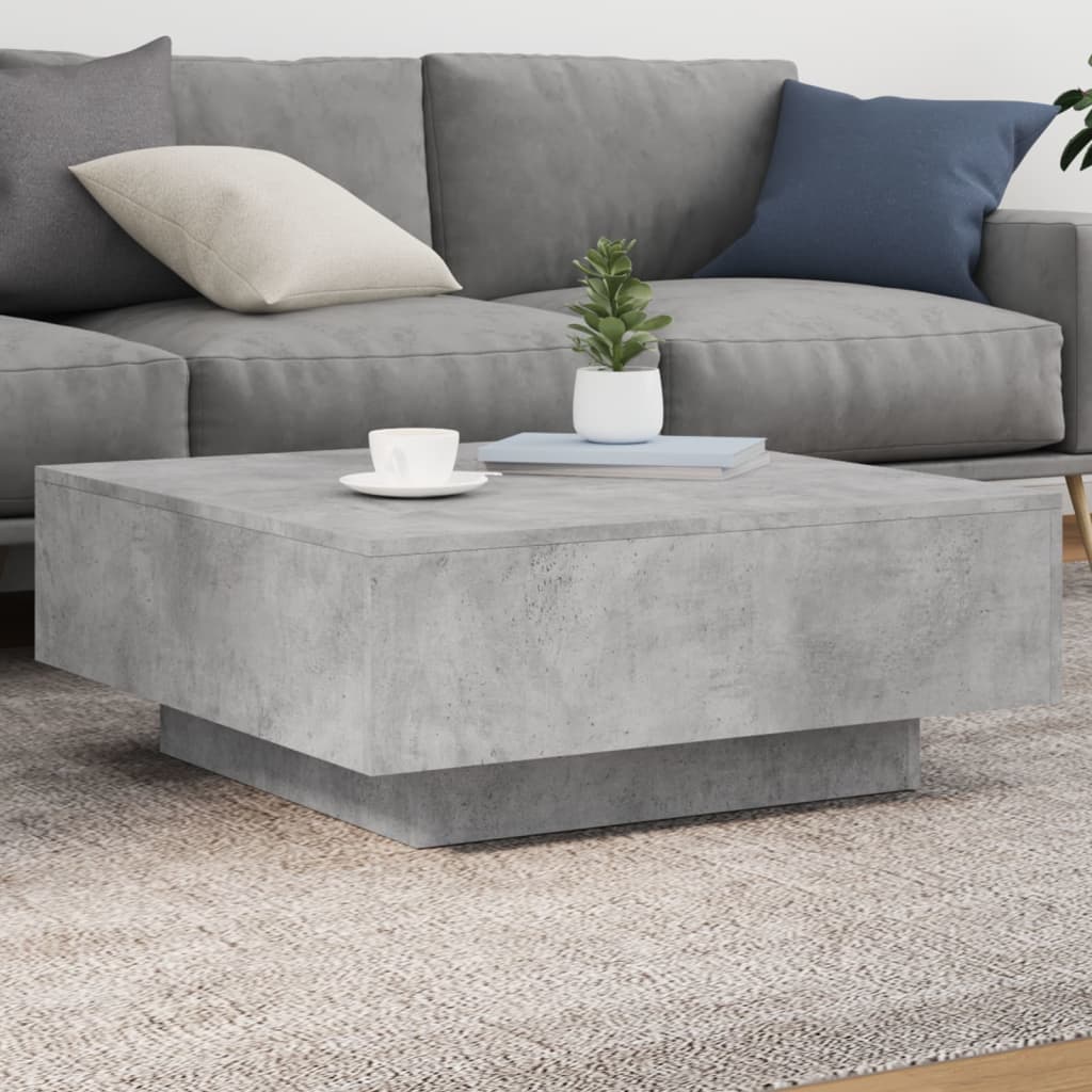 vidaXL Konferenčný stolík s LED svetlami betónovo sivý 80x80x31 cm