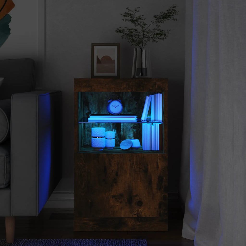 vidaXL Komoda s LED svetlami dymový dub 41x37x67 cm