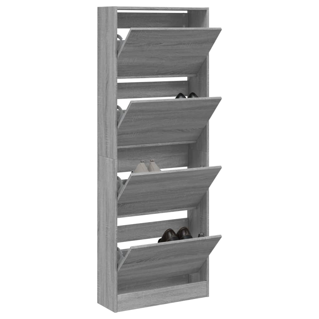 vidaXL Botník sivý dub sonoma 60x21x163,5 cm kompozitné drevo
