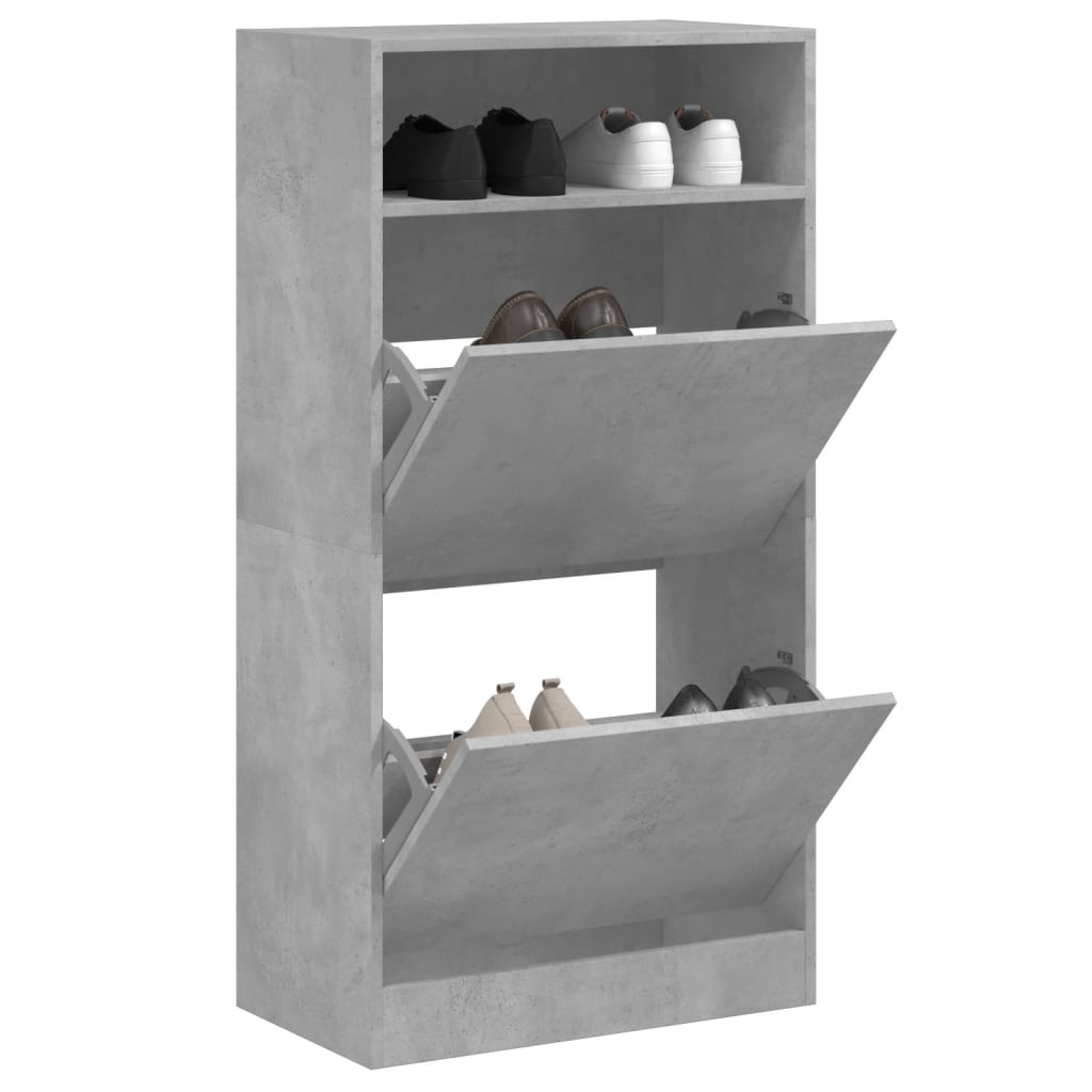 vidaXL Botník betónovo sivý 60x34x116 cm kompozitné drevo
