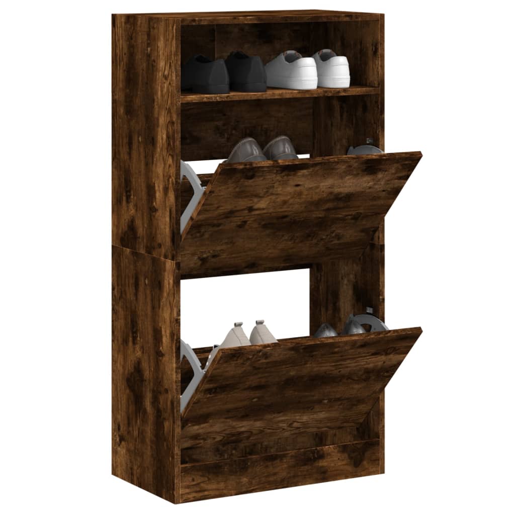 vidaXL Botník dymový dub 60x34x116 cm kompozitné drevo