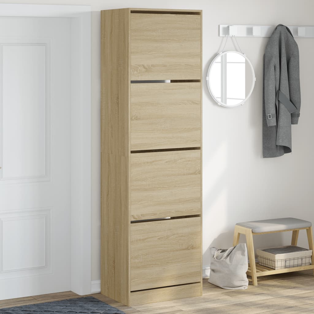 vidaXL Botník so 4 výklopnými zásuvkami dub sonoma 60x42x204 cm