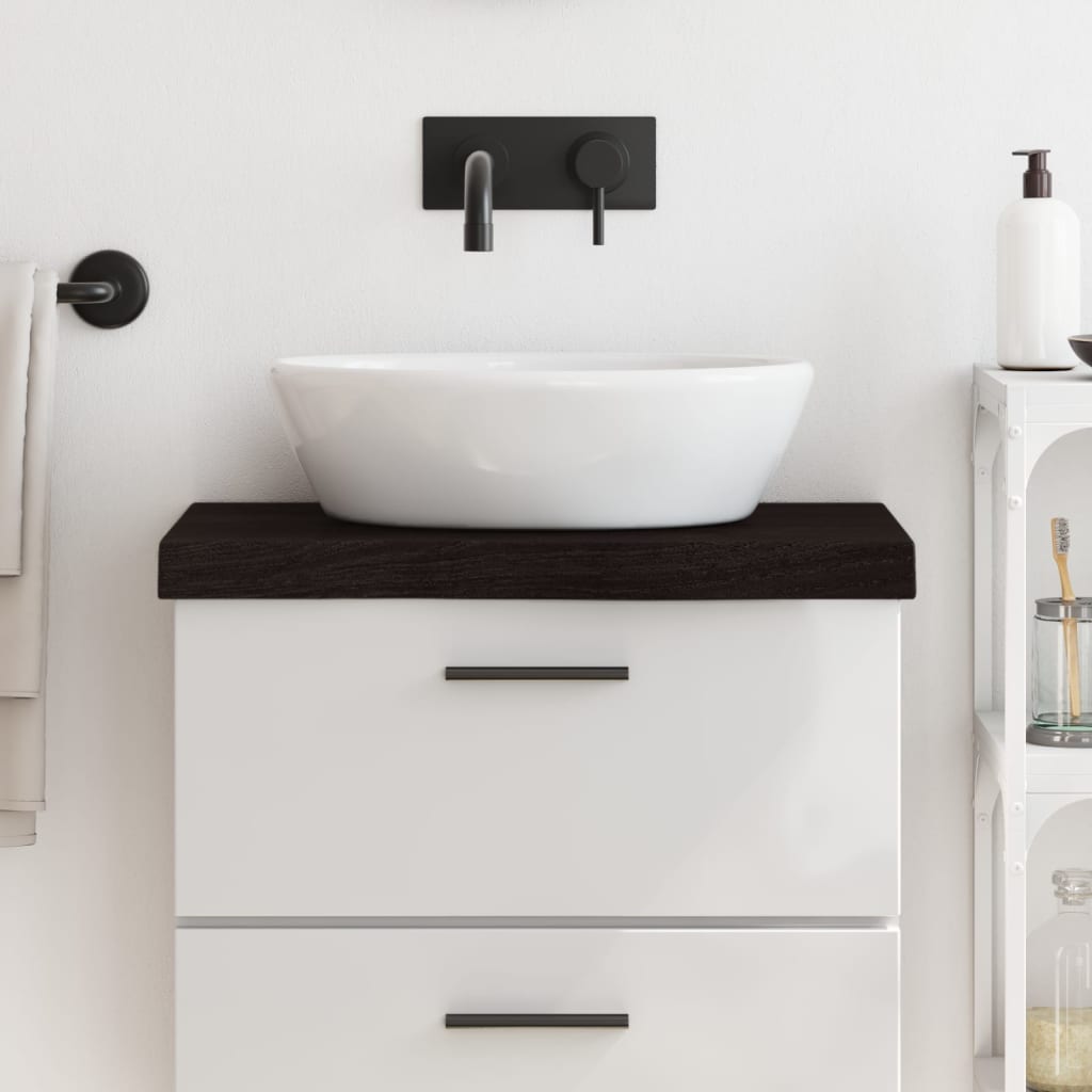 vidaXL Kúpeľňová doska tmavohnedá 60x30x(2-6) cm ošetrený masív